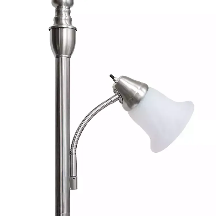 Kirklands Home Brushed Nickel Base Marble Glass Shade Floor Lamp Gray Discount