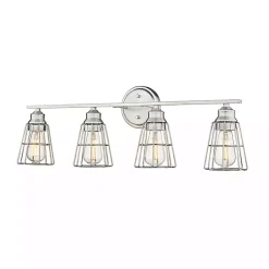Kirklands Home Brushed Nickel Cage Shade Vanity Light Silver Outlet