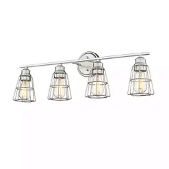 Kirklands Home Brushed Nickel Cage Shade Vanity Light Silver Outlet