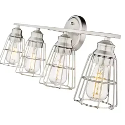 Kirklands Home Brushed Nickel Cage Shade Vanity Light Silver Outlet