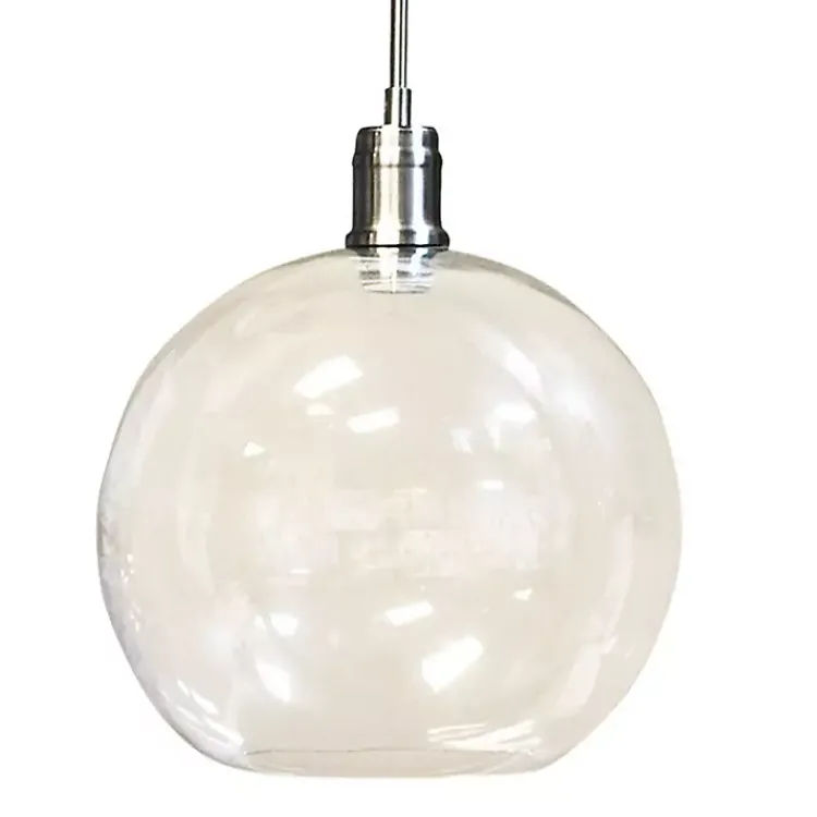 Kirklands Home Brushed Nickel Glass Globe Pendant Light Silver New