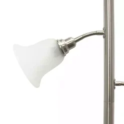 Kirklands Home Brushed Nickel 3-Scallop Glass Floor Lamp Gray New