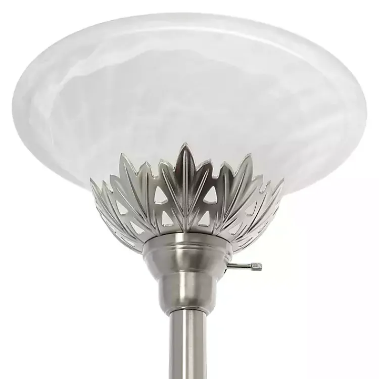 Kirklands Home Brushed Nickel 3-Scallop Glass Floor Lamp Gray New