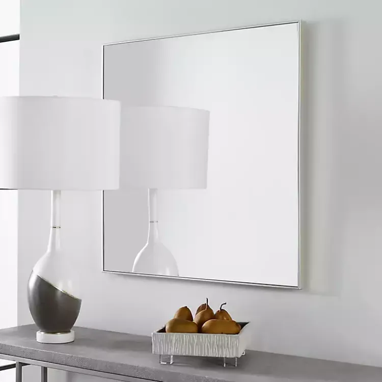 Kirklands Home Brushed Metal Square Framed Mirror Silver Hot