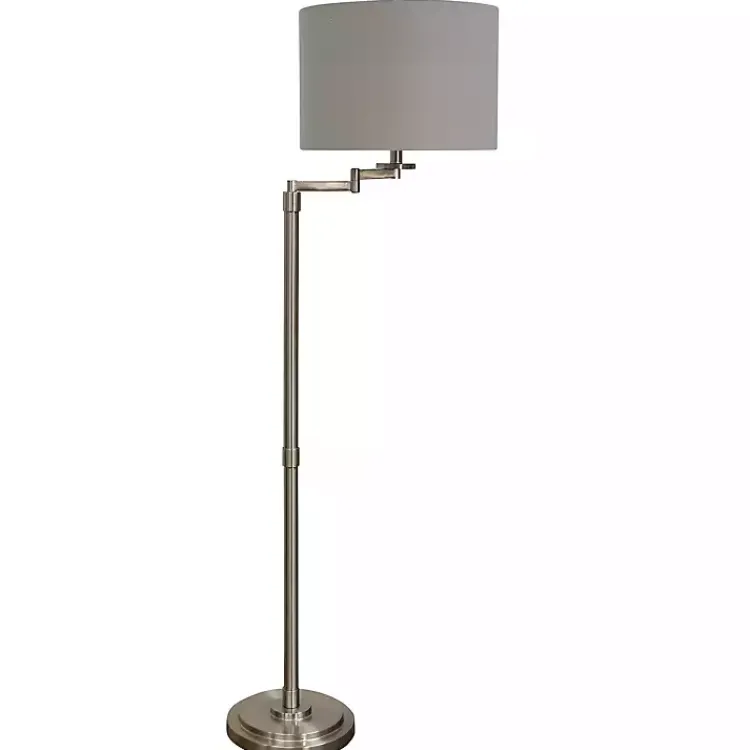 Kirklands Home Brushed Steel Adjustable Swing Arm Floor Lamp Tan
