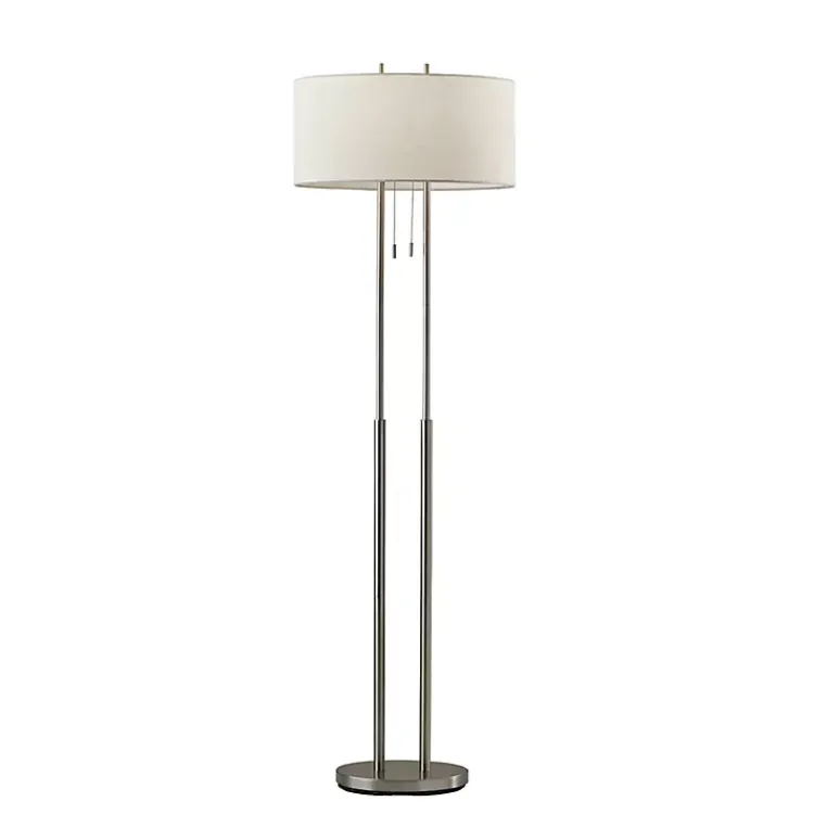 Kirklands Home Brushed Steel Double-Bulb Oval Floor Lamp Ivory Online