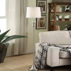 Kirklands Home Brushed Steel Fluted Floor Lamp White Online