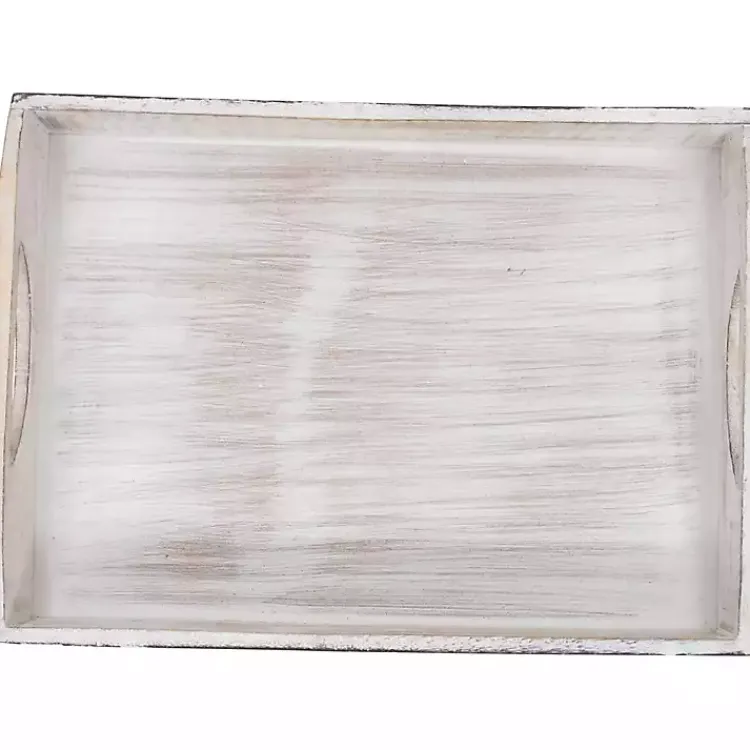 Decorative Trays>Kirklands Home Brushed Chevron Carved Trays, Set of 2 White
