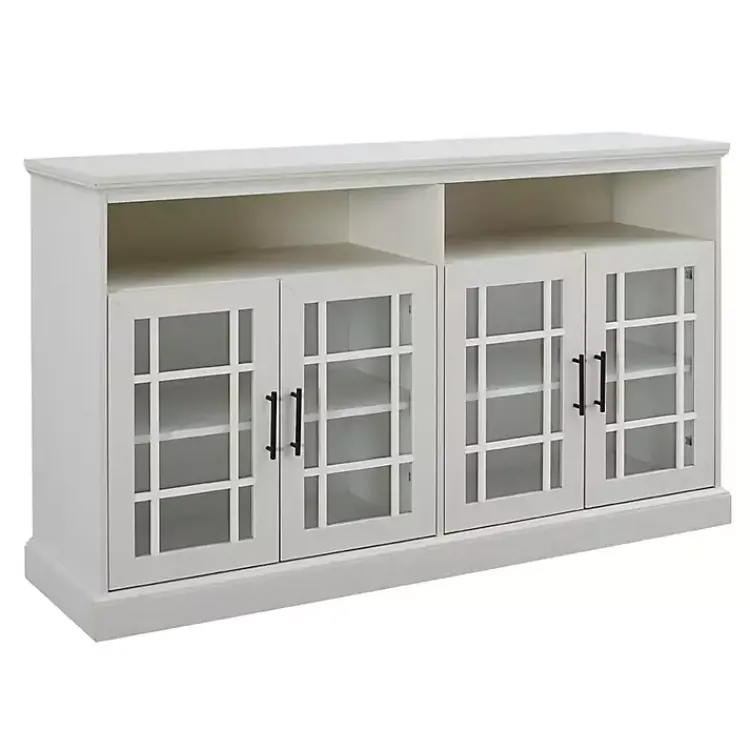 Kirklands Home Brushed Window Pane TV Stand White Best