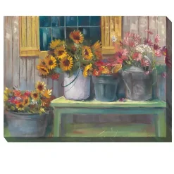 Kirklands Home Buckets of Floral Bliss Outdoor Canvas Art Print Clearance