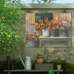 Kirklands Home Buckets of Floral Bliss Outdoor Canvas Art Print Clearance