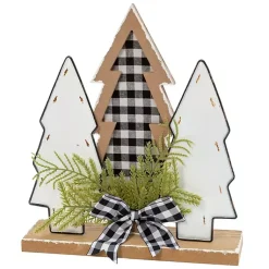 Christmas Decorations>Kirklands Home Buffalo Check Bow Tabletop Christmas Tree Trio