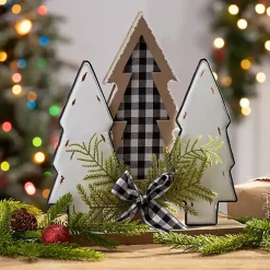 Christmas Decorations>Kirklands Home Buffalo Check Bow Tabletop Christmas Tree Trio