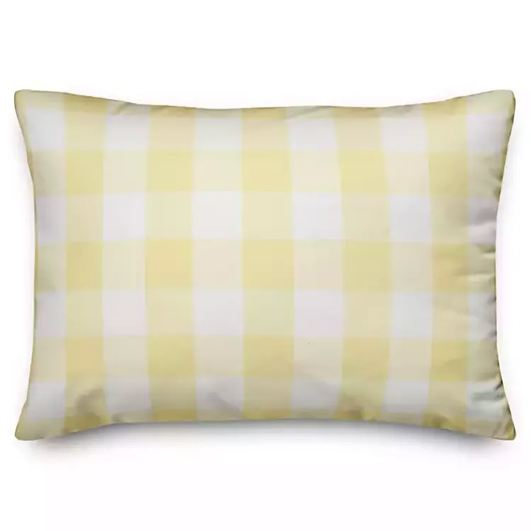 Kirklands Home Buffalo Check Lemon Outdoor Pillow Yellow Clearance