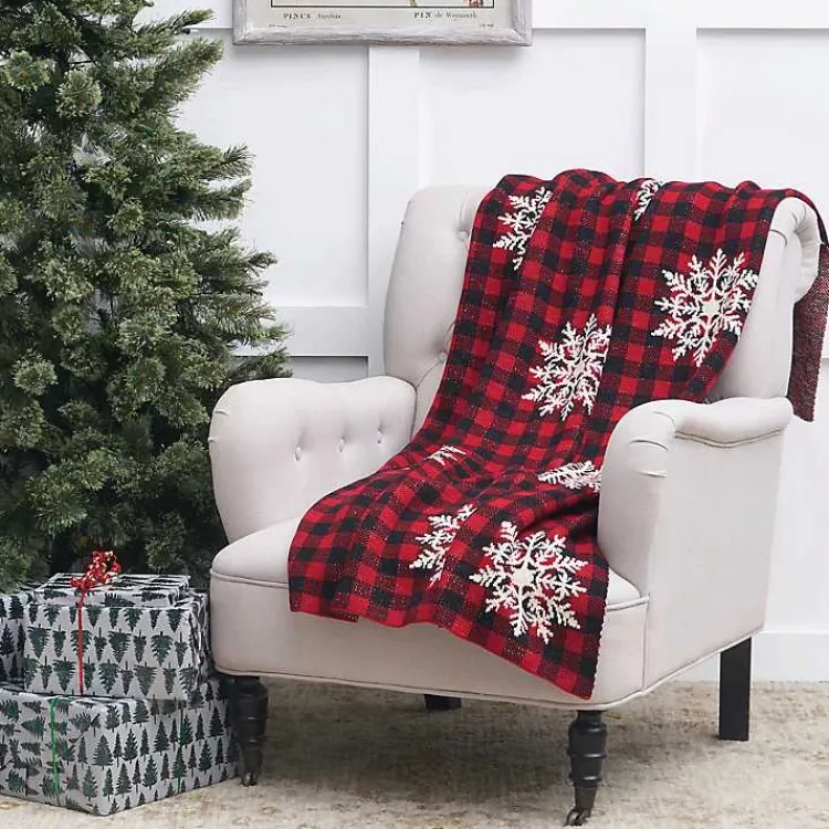 Blankets & Throws>Kirklands Home Buffalo Check Snowflake Throw