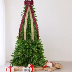 Christmas Tree Decorations>Kirklands Home Buffalo Plaid and Burlap Bow Christmas Tree Topper