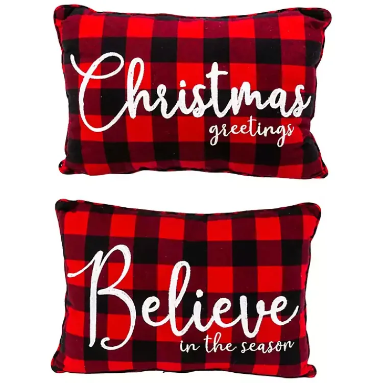 Pillows>Kirklands Home Buffalo Plaid Believe Christmas Pillows, Set of 2