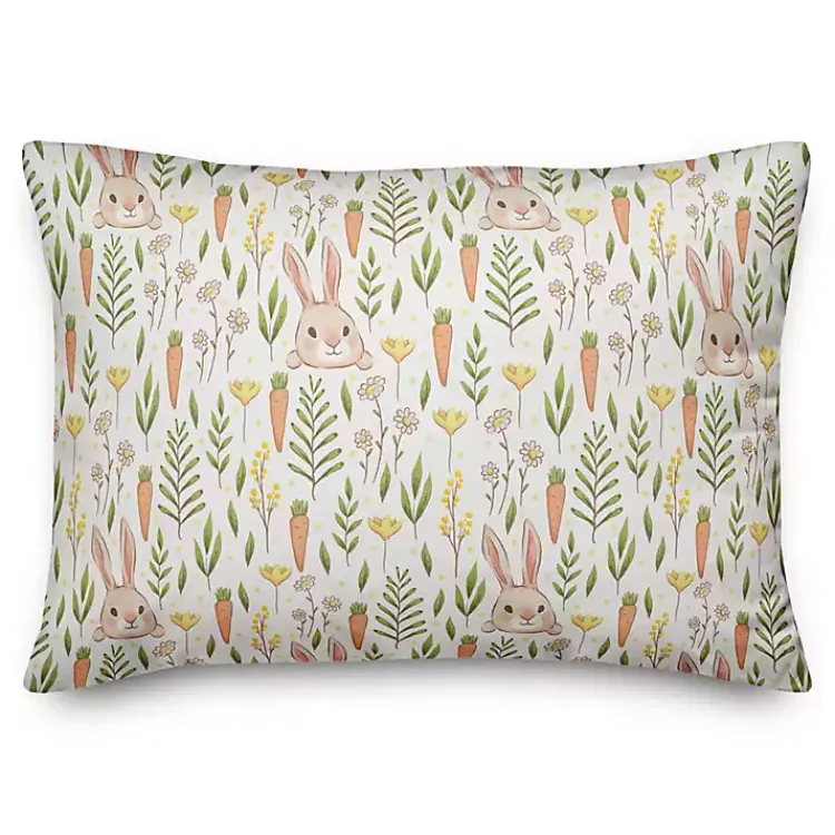 Easter Decorations>Kirklands Home Bunnies and Carrots Lumbar Pillow