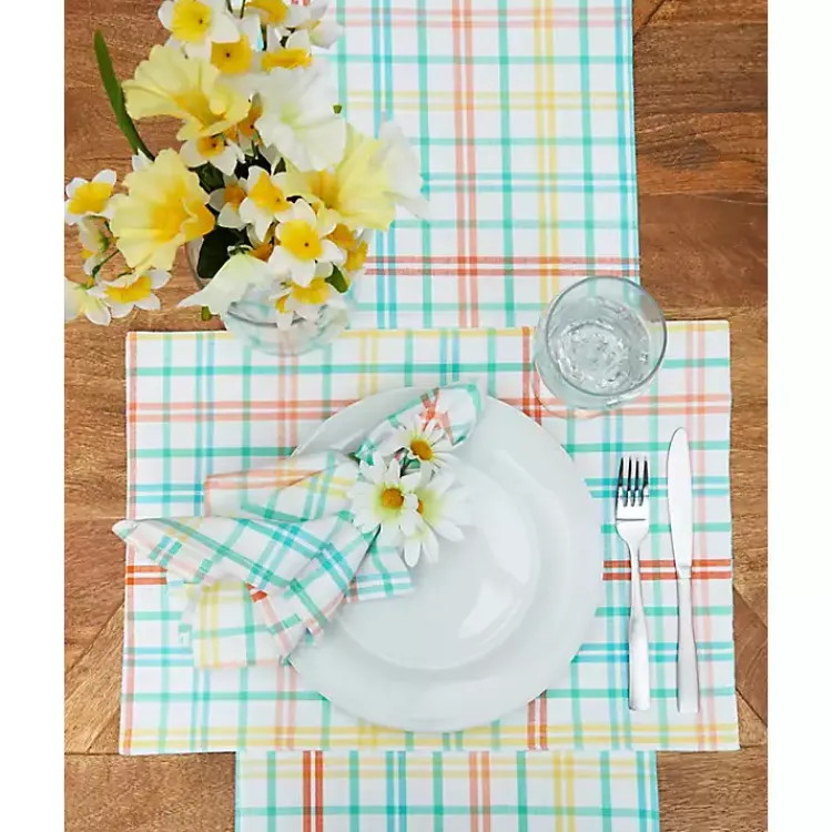 Easter Decorations>Kirklands Home Bunny Trail Plaid Table Runner