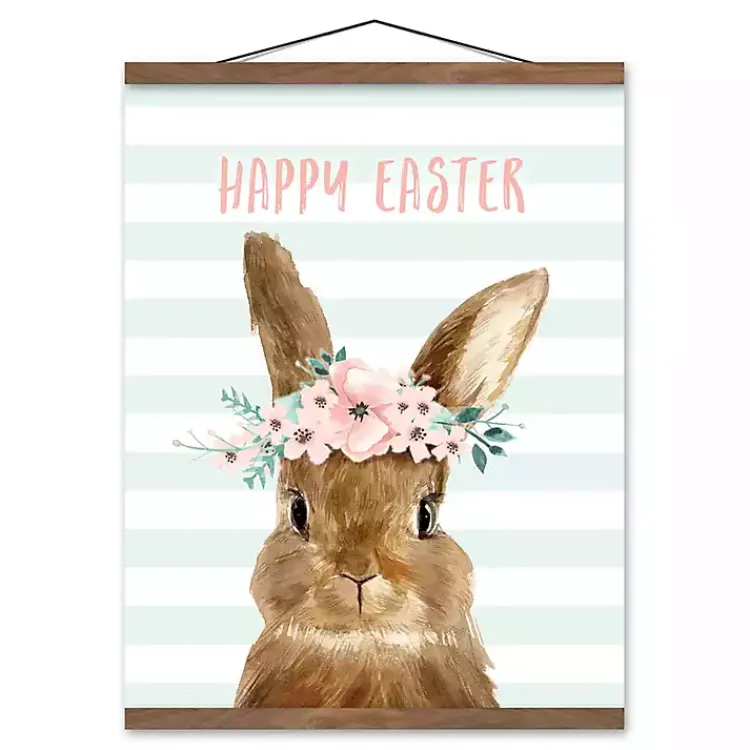 Easter Decorations>Kirklands Home Bunny with Floral Crown Hanging Canvas Print