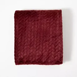 Blankets & Throws>Kirklands Home Burgundy Heavenly Herringbone Plush Throw Red