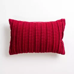 Pillows>Kirklands Home Burgundy Jules Velvet Cord Lumbar Pillow Red