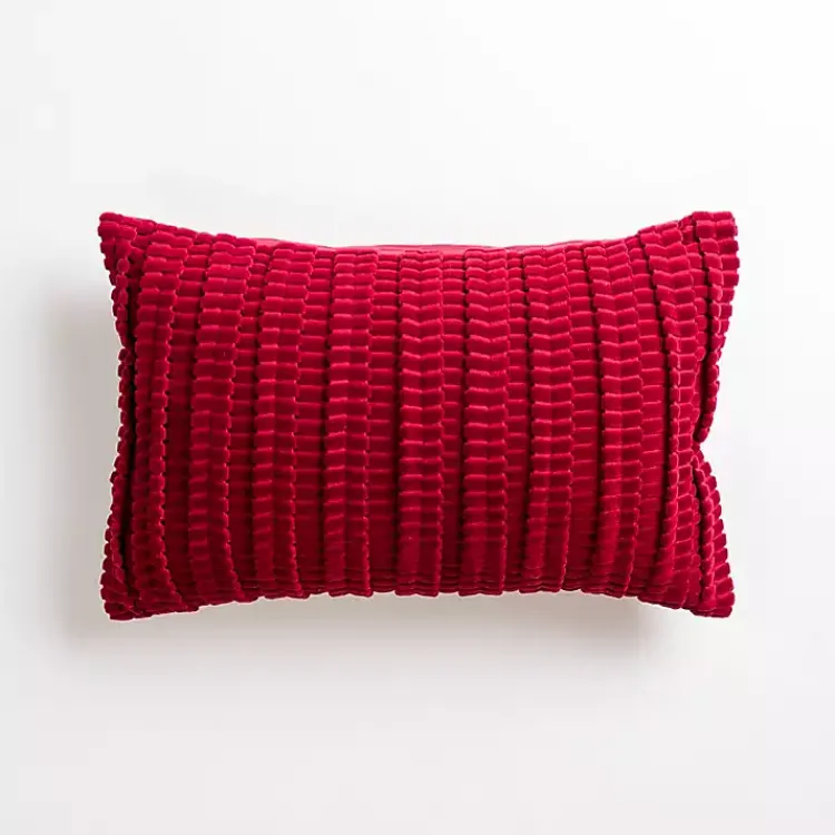 Pillows>Kirklands Home Burgundy Jules Velvet Cord Lumbar Pillow Red
