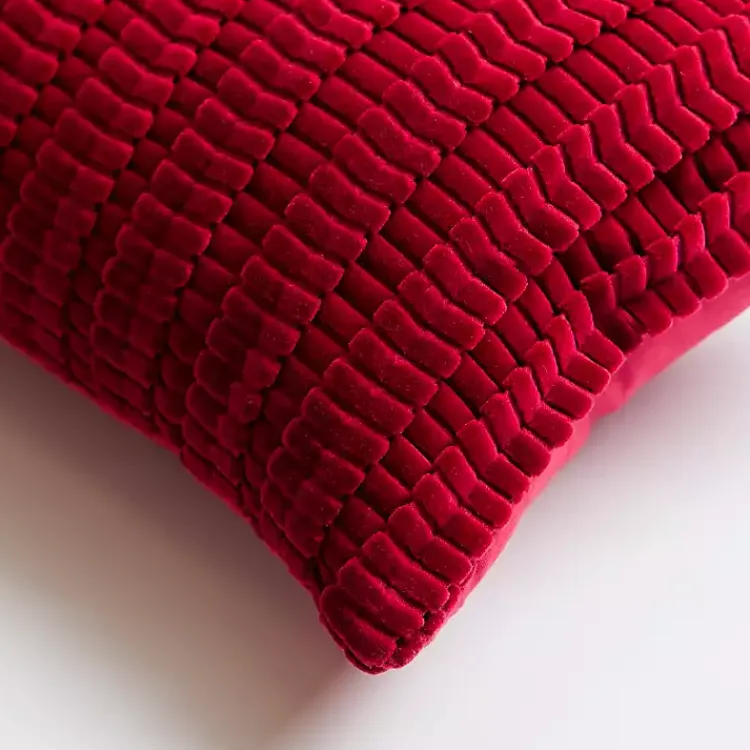 Pillows>Kirklands Home Burgundy Jules Velvet Cord Lumbar Pillow Red