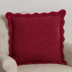 Pillows>Kirklands Home Burgundy Juna Scalloped Pillow Red