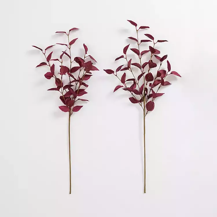 Stems & Bouquets>Kirklands Home Burgundy Leaves Stems, Set of 2 Red