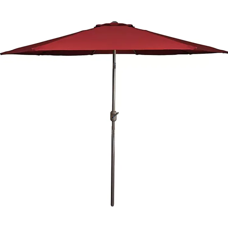 Kirklands Home Burgundy Tilt Hand Crank Outdoor Umbrella Clearance