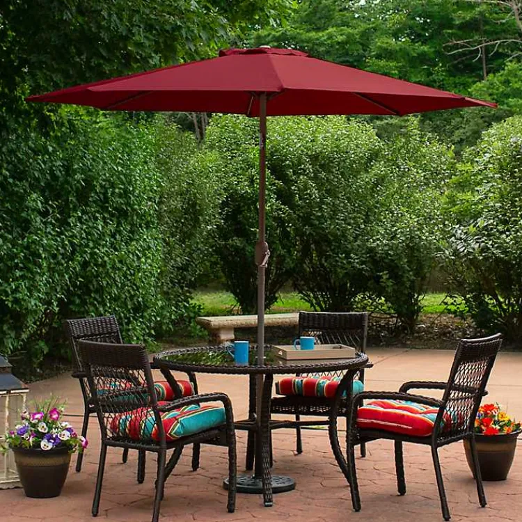 Kirklands Home Burgundy Tilt Hand Crank Outdoor Umbrella Clearance
