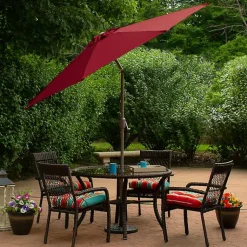 Kirklands Home Burgundy Tilt Hand Crank Outdoor Umbrella Clearance