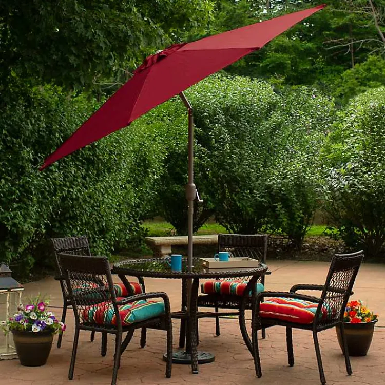 Kirklands Home Burgundy Tilt Hand Crank Outdoor Umbrella Clearance