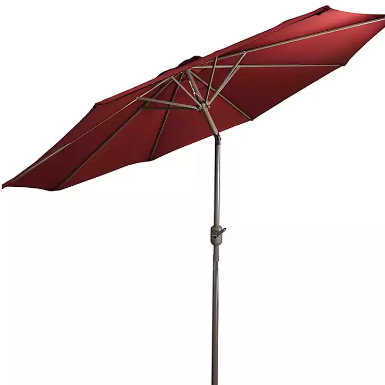 Kirklands Home Burgundy Tilt Hand Crank Outdoor Umbrella Clearance