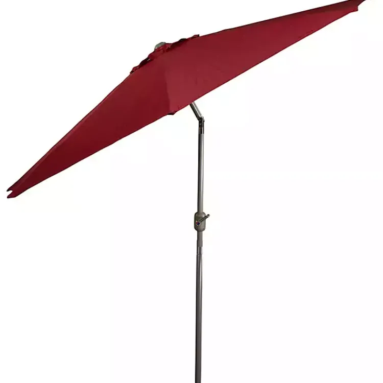Kirklands Home Burgundy Tilt Hand Crank Outdoor Umbrella Clearance