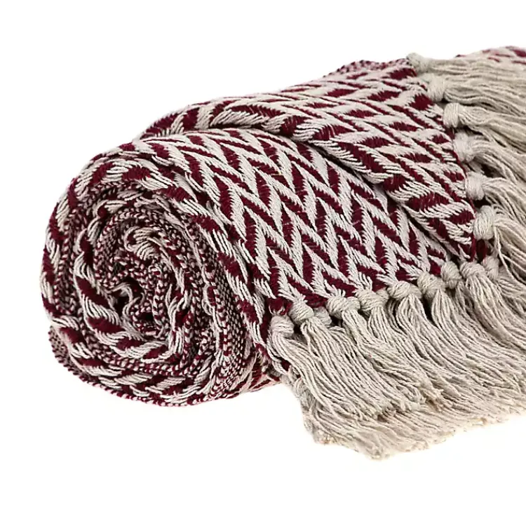 Blankets & Throws>Kirklands Home Burgundy Zig Zag Pattern Throw
