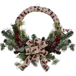 Christmas Wreaths>Kirklands Home Burlap Buffalo Check Foliage Wreath
