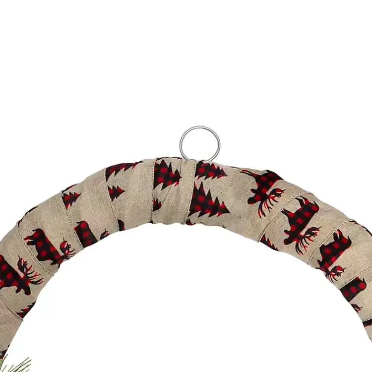 Christmas Wreaths>Kirklands Home Burlap Buffalo Check Foliage Wreath