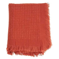 Blankets & Throws>Kirklands Home Burnt Waffle Weave Throw Blanket Orange