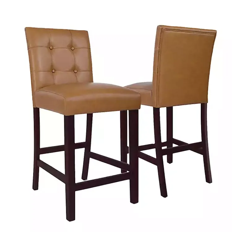 Kirklands Home Camel Faux Leather Jeremy Counter Stools, Set of 2 Brown Online