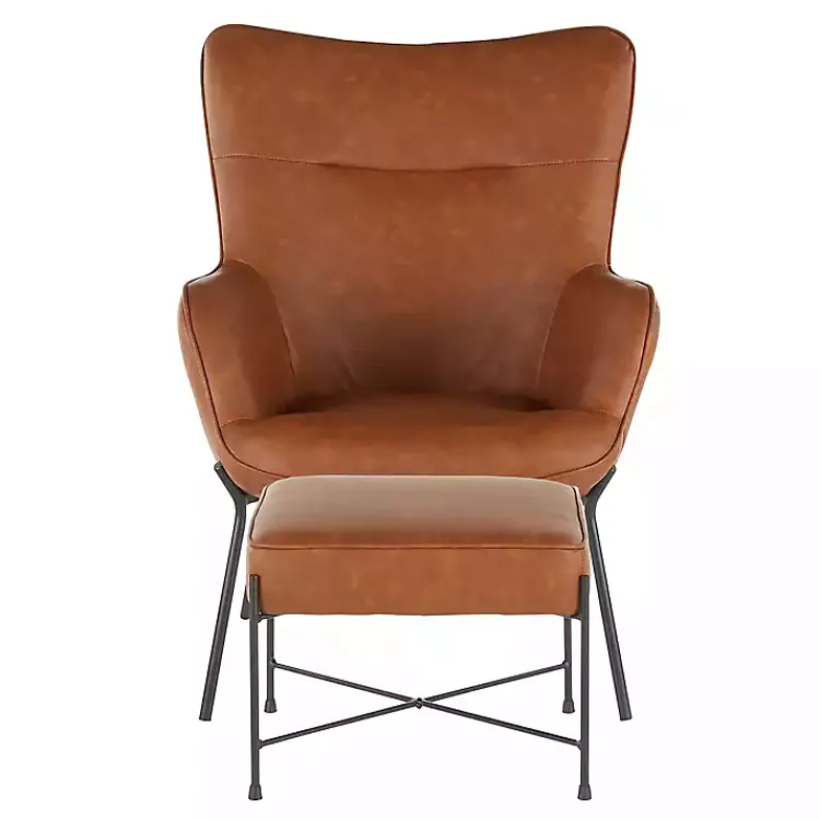 Kirklands Home Camel Faux Leather 2-pc. Chair and Ottoman Set Brown Best