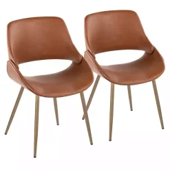 Kirklands Home Camel Faux Leather Scooped Accent Chairs, Set of 2 Brown Hot