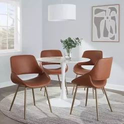 Kirklands Home Camel Faux Leather Scooped Accent Chairs, Set of 2 Brown Hot