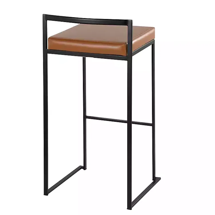 Kirklands Home Camel Faux Leather Stackable Bar Stools, Set of 2 Tan
