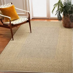 Kirklands Home Camel Leopard Border Outdoor Area Rug, 5x7 Tan Best