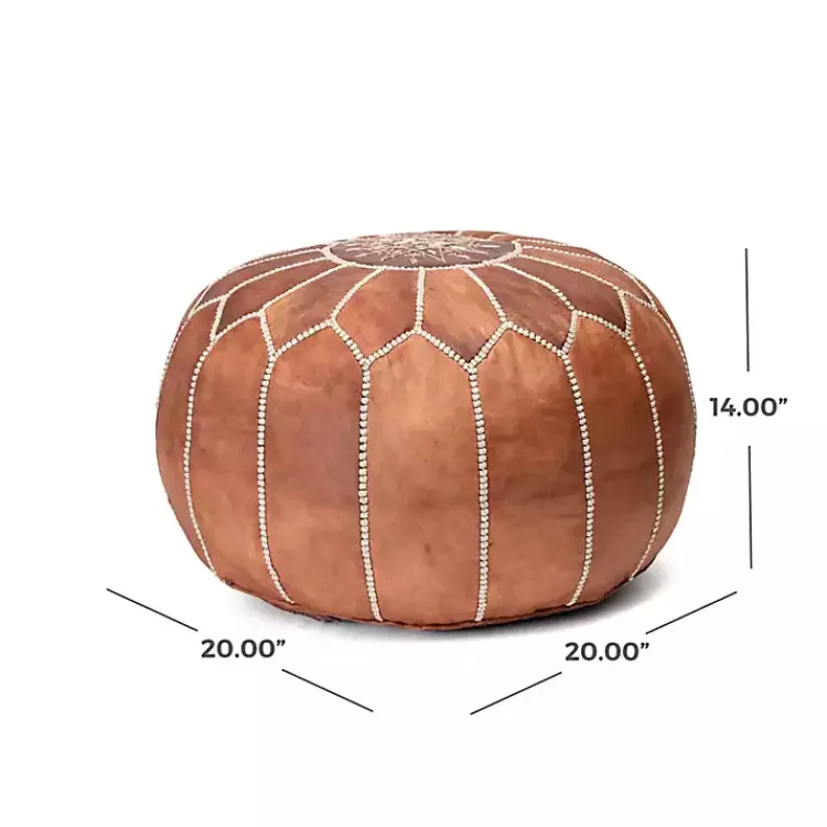 Poufs & Floor Cushions>Kirklands Home Camel Moroccan Leather Pouf Brown