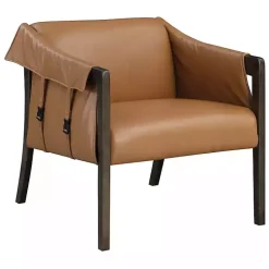 Kirklands Home Camel Parkfield Faux Leather Accent Chair Brown New