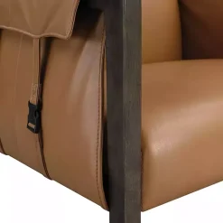 Kirklands Home Camel Parkfield Faux Leather Accent Chair Brown New