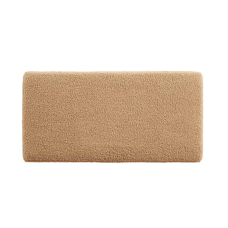 Kirklands Home Camel Sherpa & Pine Recgle Storage Ottoman Tan New